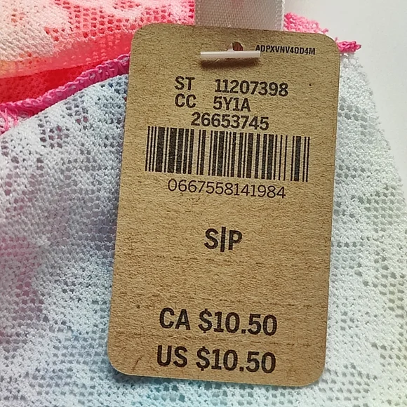 NWT PINK VICTORIA'S SECRET NO-SHOW SOFT LACE THONG PANTY IN RAINBOW GRADIENT SMA - Picture 5 of 5